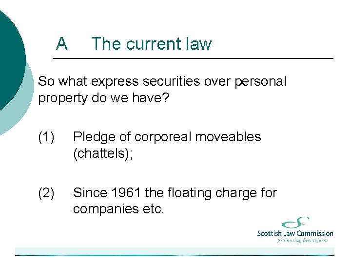 A The current law So what express securities over personal property do we have?