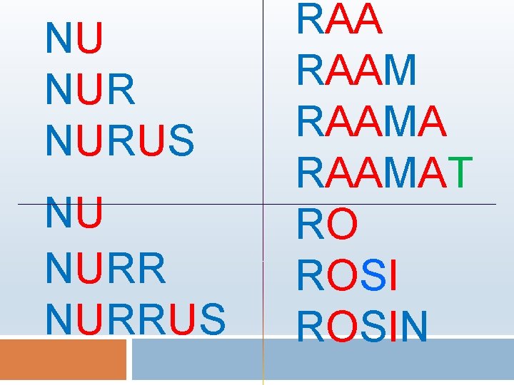 NU NURUS NU NURRUS RAAMAT RO ROSIN 