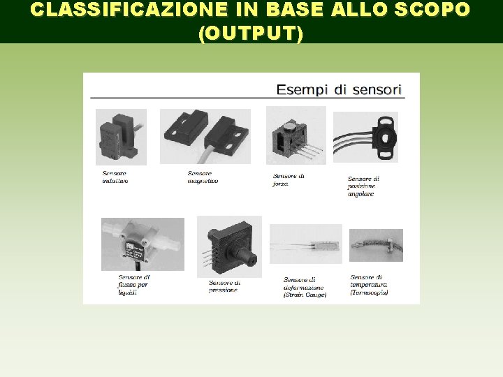 CLASSIFICAZIONE IN BASE ALLO SCOPO (OUTPUT) 