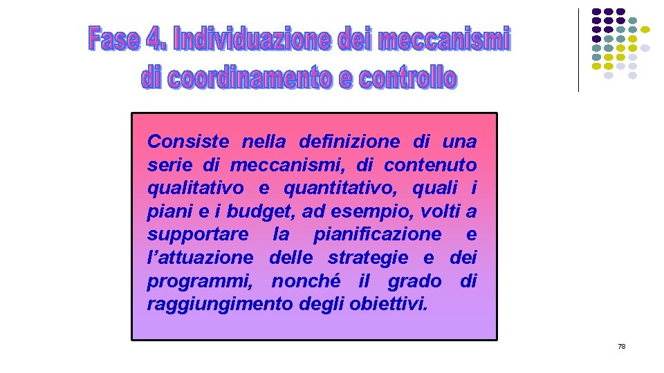 Consiste nella definizione di una serie di meccanismi, di contenuto qualitativo e quantitativo, quali