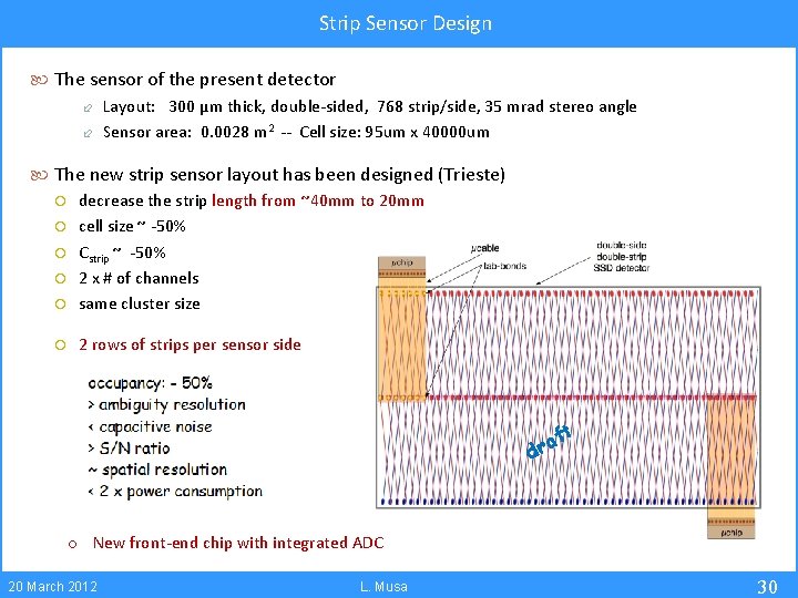Strip Sensor Design The sensor of the present detector Layout: 300 µm thick, double-sided,