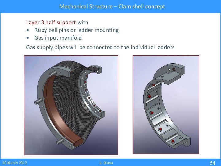 Mechanical Structure – Clam shell concept Layer 3 half support with • Ruby ball