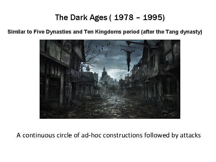 The Dark Ages ( 1978 – 1995) Similar to Five Dynasties and Ten Kingdoms