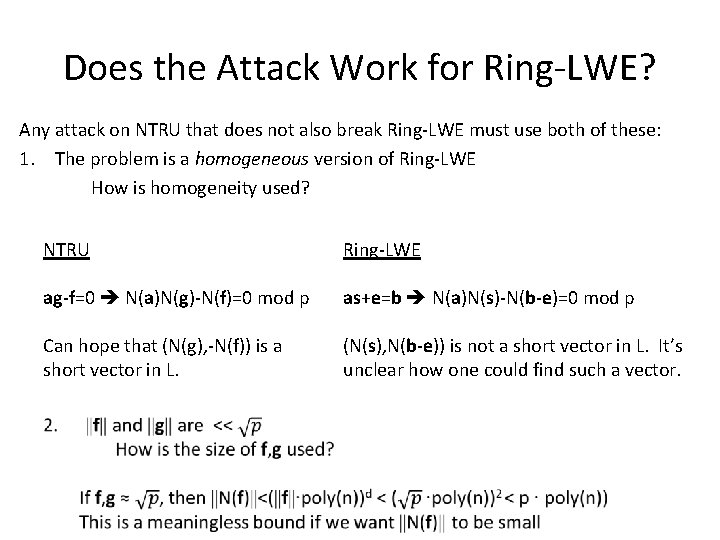 Does the Attack Work for Ring-LWE? Any attack on NTRU that does not also