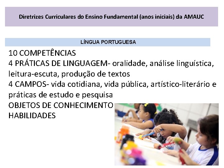 Diretrizes Curriculares do Ensino Fundamental (anos iniciais) da AMAUC LÍNGUA PORTUGUESA 10 COMPETÊNCIAS 4