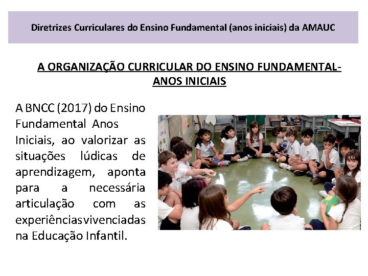 Diretrizes Curriculares do Ensino Fundamental (anos iniciais) da AMAUC A ORGANIZAÇÃO CURRICULAR DO ENSINO