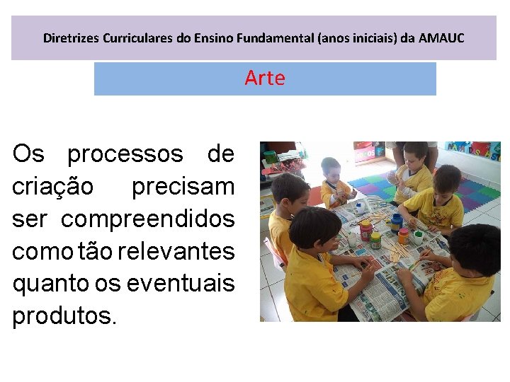 Diretrizes Curriculares do Ensino Fundamental (anos iniciais) da AMAUC Arte Os processos de criação