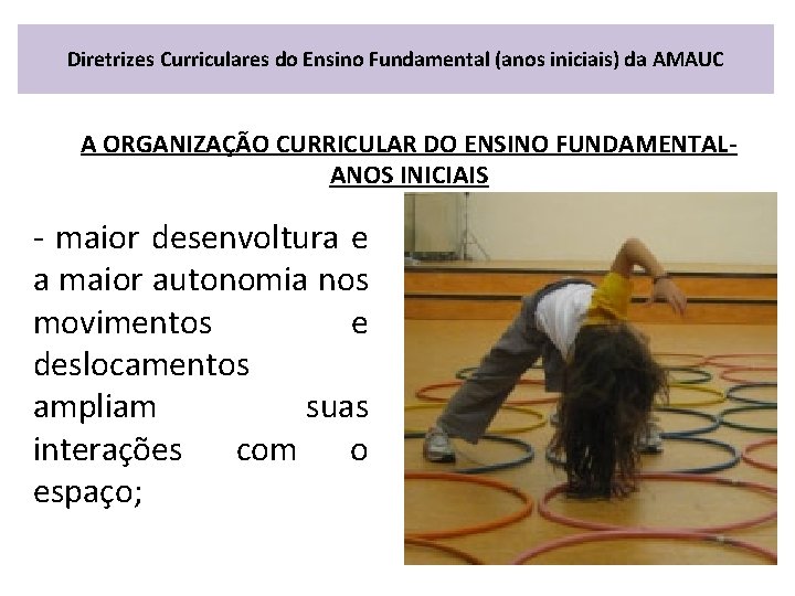 Diretrizes Curriculares do Ensino Fundamental (anos iniciais) da AMAUC A ORGANIZAÇÃO CURRICULAR DO ENSINO