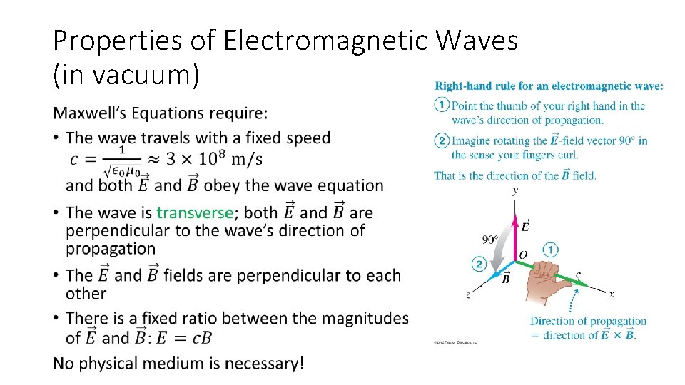 Properties of Electromagnetic Waves (in vacuum) • 