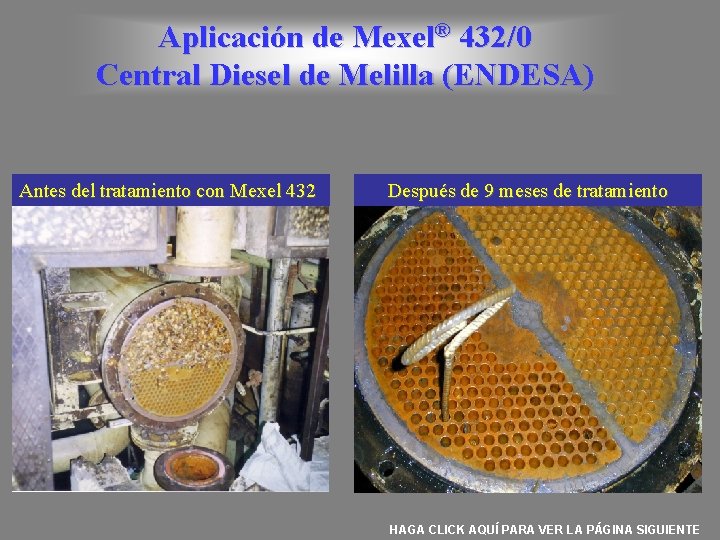 Aplicación de Mexel® 432/0 Central Diesel de Melilla (ENDESA) Antes del tratamiento con Mexel