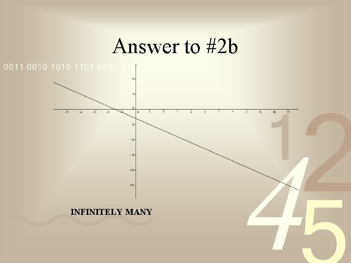 Answer to #2 b INFINITELY MANY 