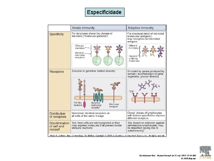 Especificidade Downloaded from: Student. Consult (on 9 July 2010 12: 44 AM) © 2005 Especificidade Downloaded from: Student. Consult (on 9 July 2010 12: 44 AM) © 2005