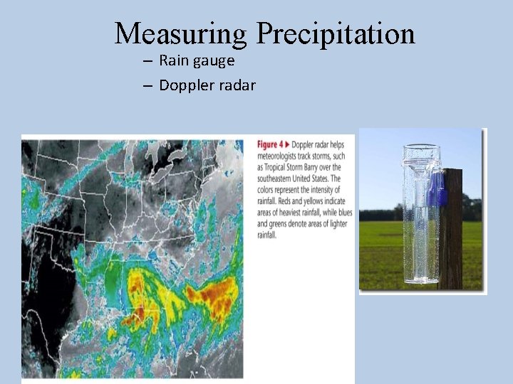 Measuring Precipitation – Rain gauge – Doppler radar 