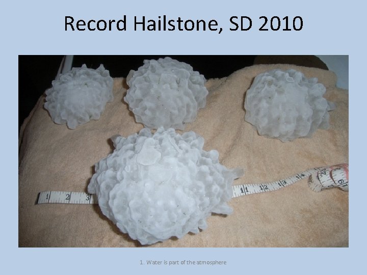 Record Hailstone, SD 2010 1. Water is part of the atmosphere 