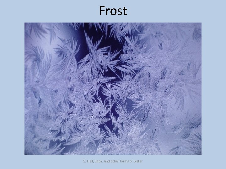 Frost 5. Hail, Snow and other forms of water 