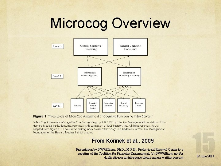 Microcog Overview From Korinek et al. , 2009 Presentation by BWWilliams, Ph. D. ,