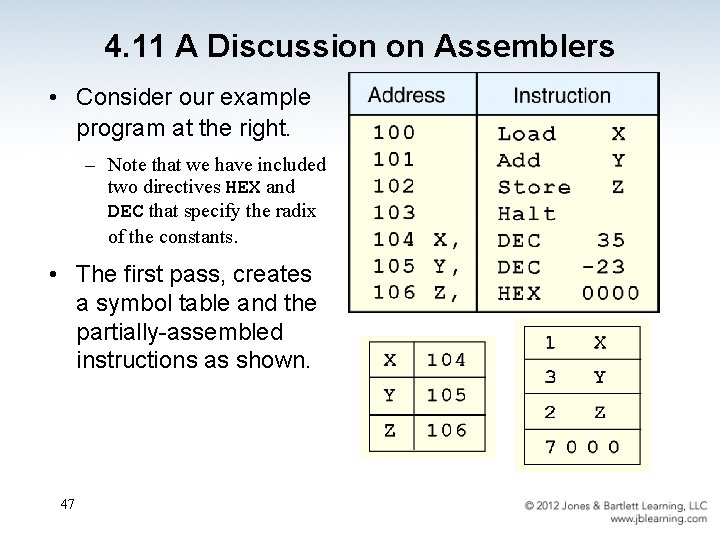 4. 11 A Discussion on Assemblers • Consider our example program at the right.