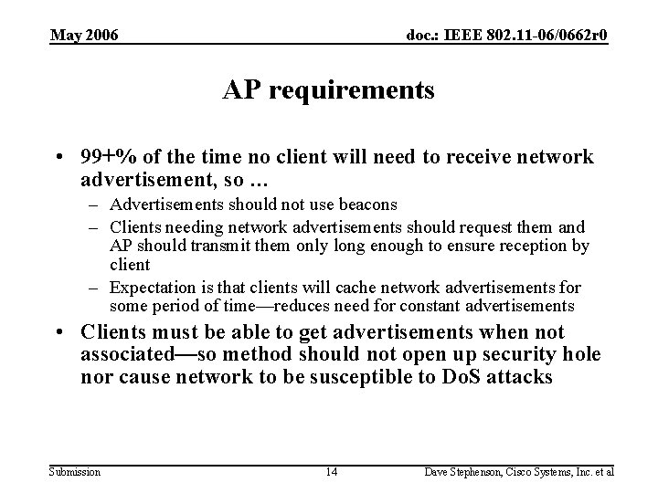 May 2006 doc. : IEEE 802. 11 -06/0662 r 0 AP requirements • 99+%