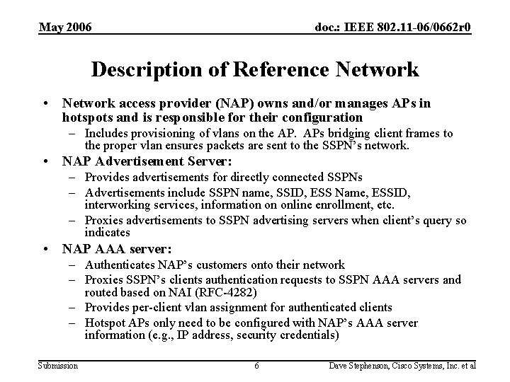 May 2006 doc. : IEEE 802. 11 -06/0662 r 0 Description of Reference Network