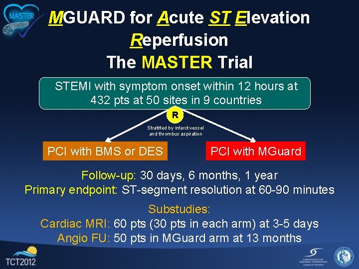 MGUARD for Acute ST Elevation Reperfusion The MASTER Trial STEMI with symptom onset within