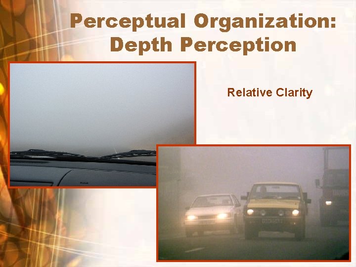 Perceptual Organization: Depth Perception Relative Clarity 