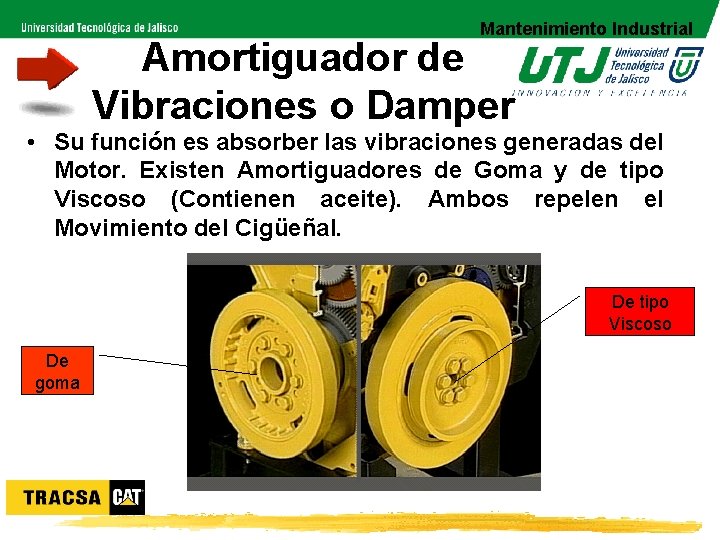 Mantenimiento Industrial Amortiguador de Vibraciones o Damper • Su función es absorber las vibraciones