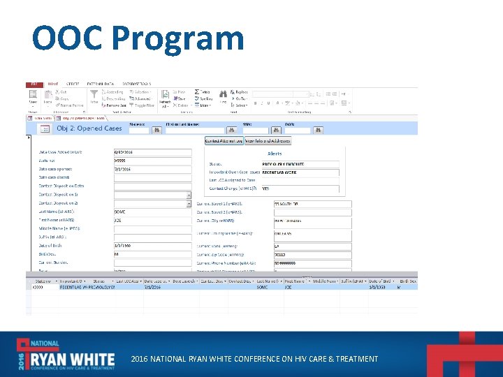 OOC Program 2016 NATIONAL RYAN WHITE CONFERENCE ON HIV CARE & TREATMENT 