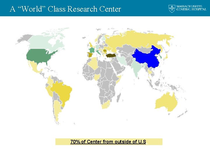 A “World” Class Research Center 70% of Center from outside of U. S. 