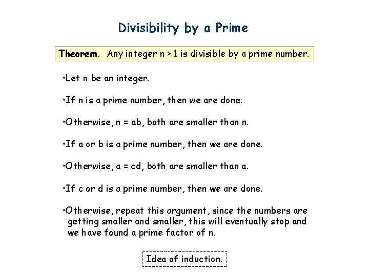 Divisibility by a Prime Theorem. Any integer n > 1 is divisible by a