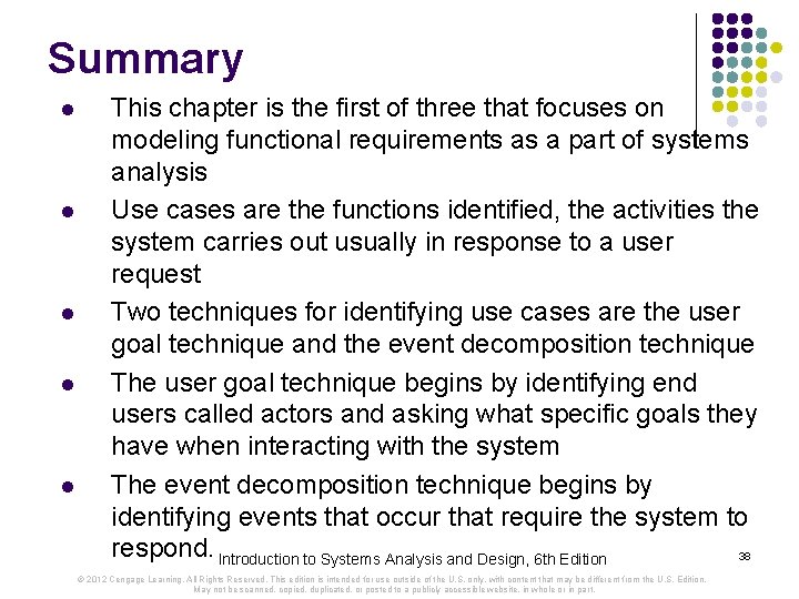 Summary l l l This chapter is the first of three that focuses on Summary l l l This chapter is the first of three that focuses on