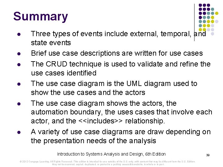 Summary l l l Three types of events include external, temporal, and state events Summary l l l Three types of events include external, temporal, and state events