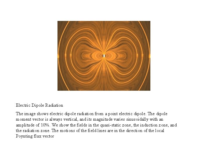 Electric Dipole Radiation The image shows electric dipole radiation from a point electric dipole.