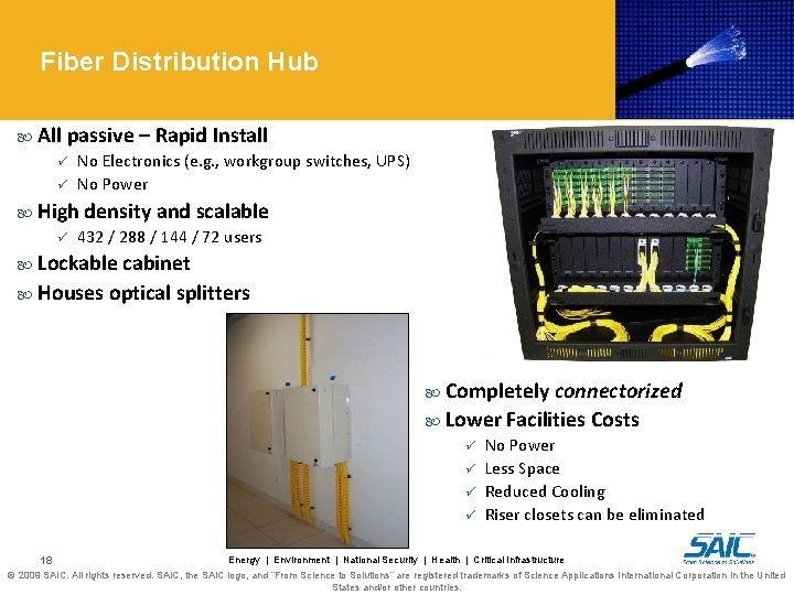 Fiber Distribution Hub All passive – Rapid Install ü ü No Electronics (e. g.