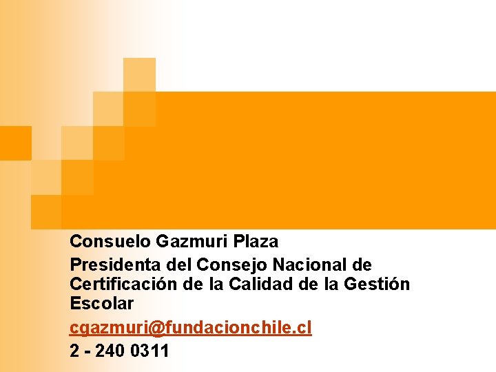  Consuelo Gazmuri Plaza Presidenta del Consejo Nacional de Certificación de la Calidad de