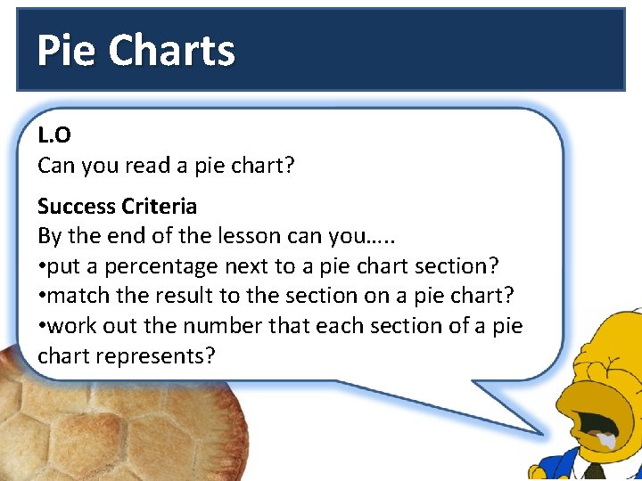 Pie Charts L. O Can you read a pie chart? Success Criteria By the