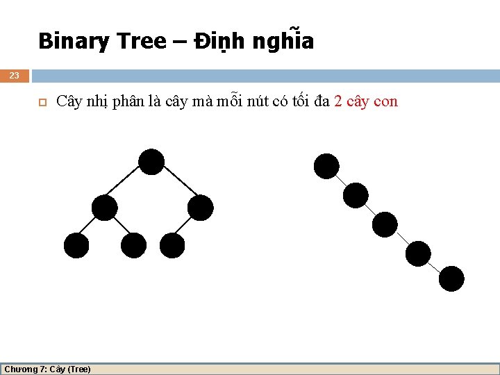 Binary Tree – Đi nh nghi a 23 Cây nhị phân là cây mà