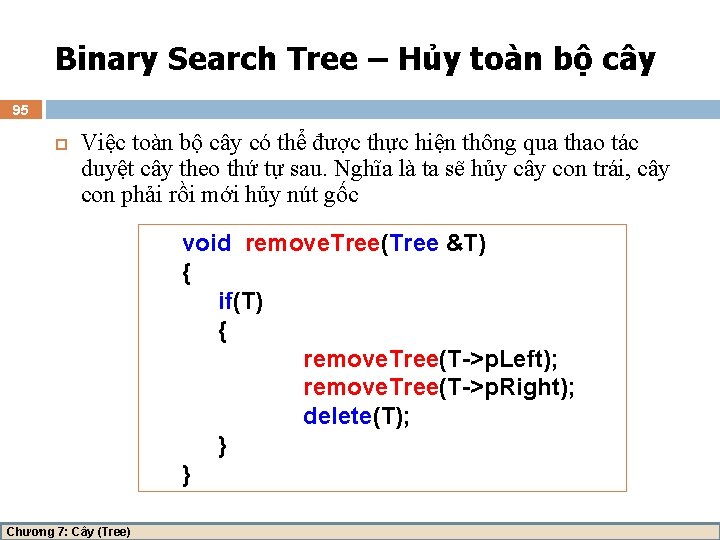 Binary Search Tree – Hủy toàn bộ cây 95 Việc toàn bộ cây có