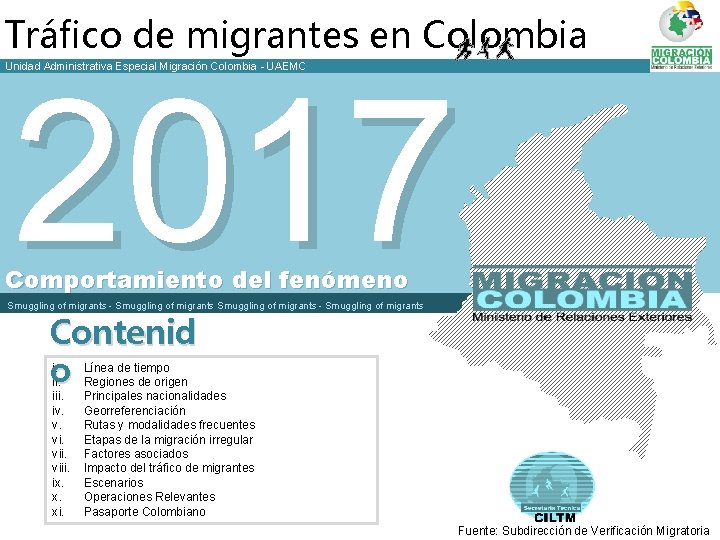 Tráfico de migrantes en Colombia Unidad Administrativa Especial Migración Colombia - UAEMC 2017 Comportamiento