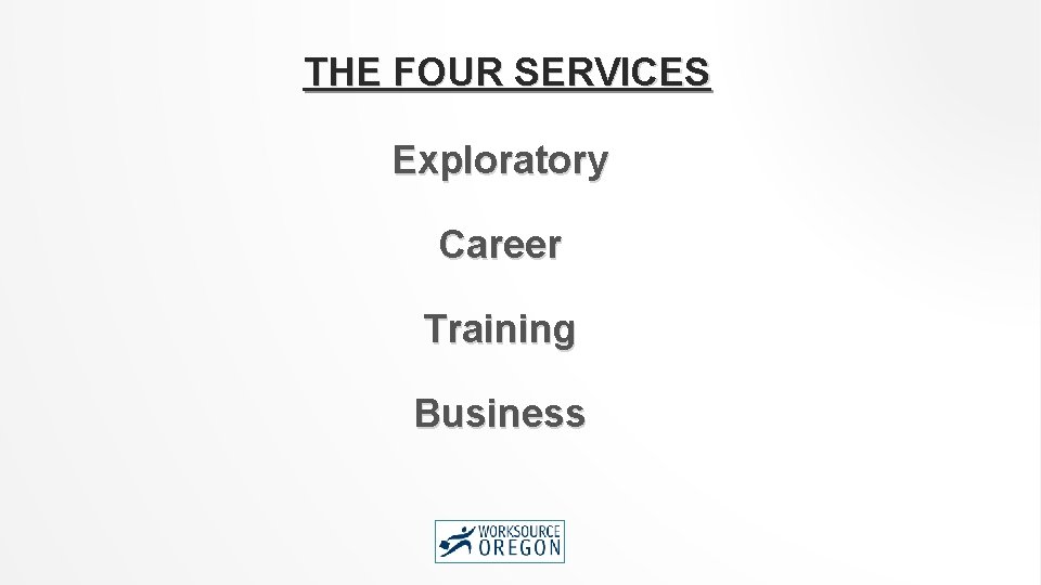 THE FOUR SERVICES Exploratory Career Training Business 