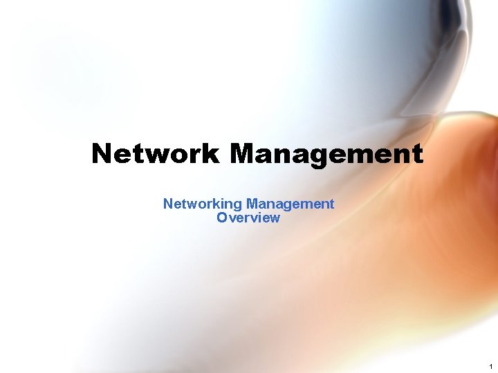 Network Management Networking Management Overview 1 