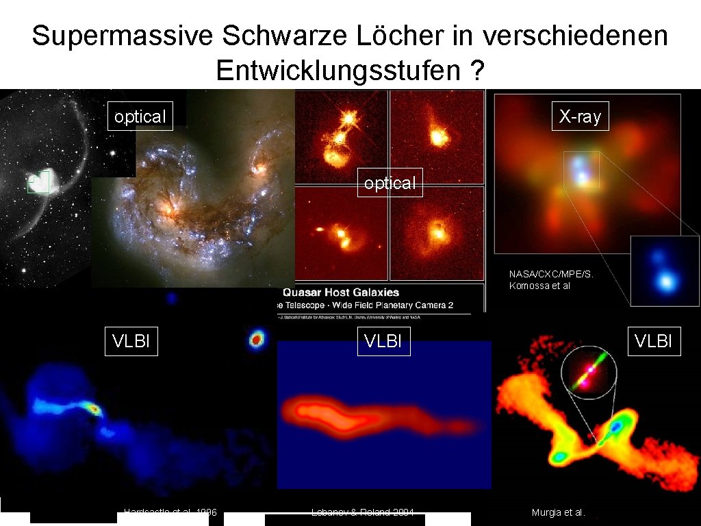 Supermassive Schwarze Löcher in verschiedenen Entwicklungsstufen ? optical X-ray optical NASA/CXC/MPE/S. Komossa et al.