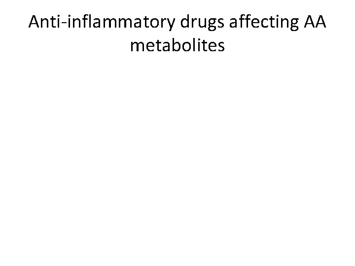 Anti-inflammatory drugs affecting AA metabolites 