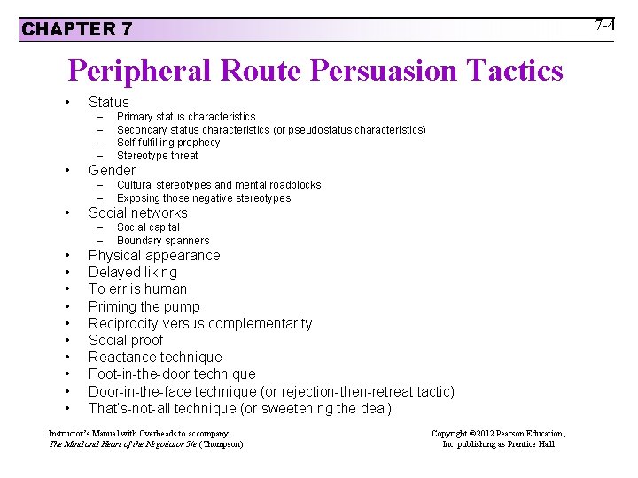 Peripheral Route Examples CHAPTER 7 Power Persuasion and Ethics 7 1