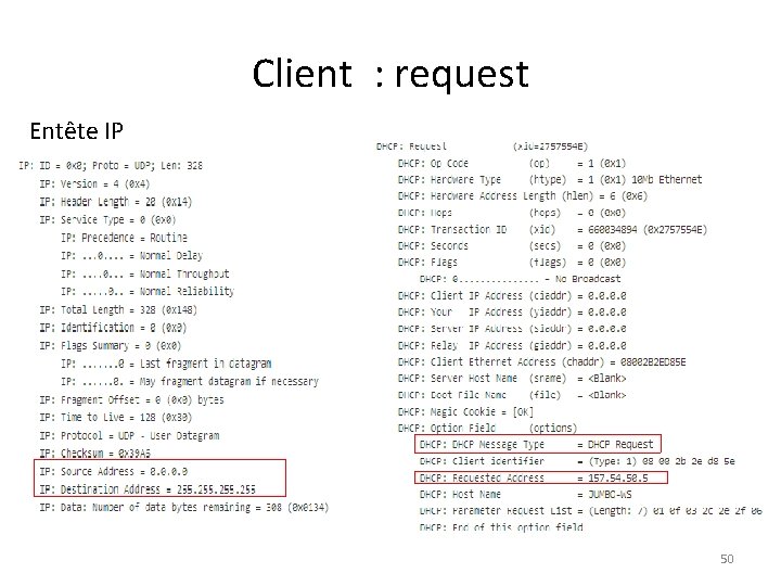 Client : request Entête IP 50 