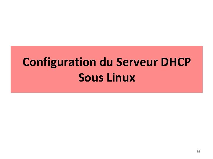 Configuration du Serveur DHCP Sous Linux 66 