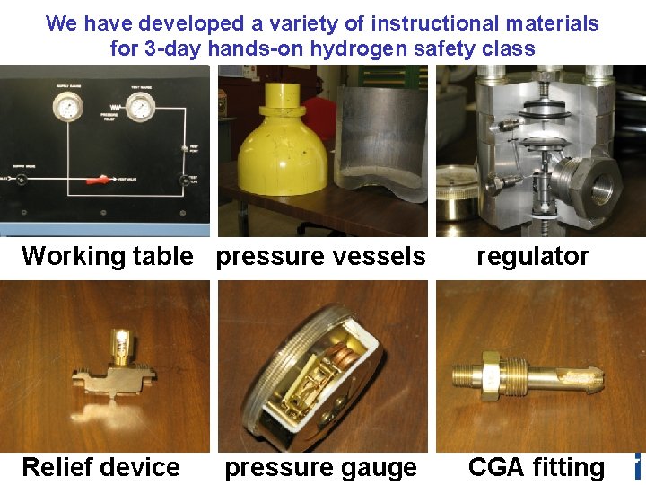 We have developed a variety of instructional materials for 3 -day hands-on hydrogen safety We have developed a variety of instructional materials for 3 -day hands-on hydrogen safety