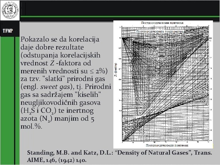 28 Pokazalo se da korelacija daje dobre rezultate (odstupanja korelacijskih vrednost Z -faktora od 28 Pokazalo se da korelacija daje dobre rezultate (odstupanja korelacijskih vrednost Z -faktora od