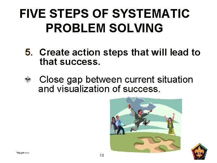 FIVE STEPS OF SYSTEMATIC PROBLEM SOLVING 5. Create action steps that will lead to