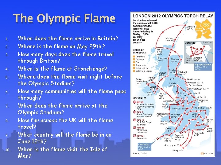 The Olympic Flame 1. 2. 3. 4. 5. 6. 7. 8. 9. 10. When