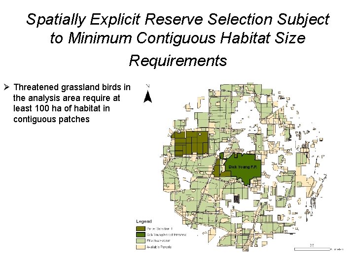 Spatially Explicit Reserve Selection Subject to Minimum Contiguous Habitat Size Requirements Ø Threatened grassland Spatially Explicit Reserve Selection Subject to Minimum Contiguous Habitat Size Requirements Ø Threatened grassland